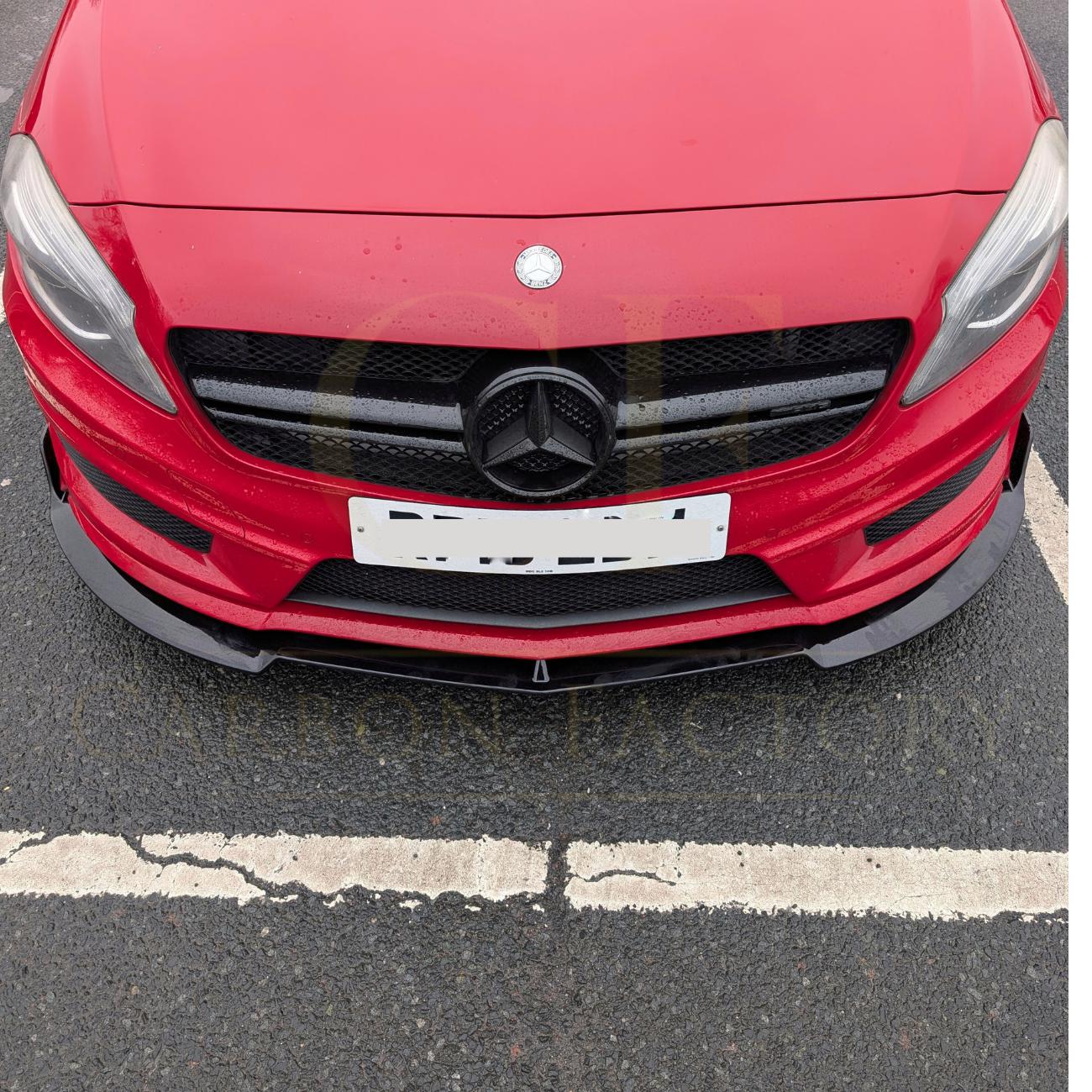 AMG Style Gloss Black Front Splitter for Mercedes Benz W176 A Class 13-15 - Carbon Factory