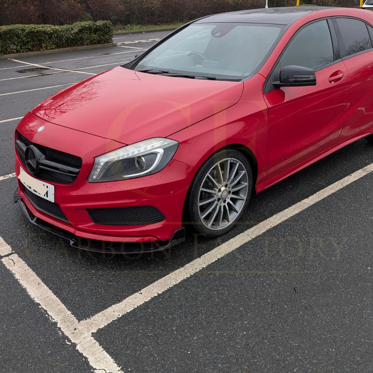 AMG Style Gloss Black Front Splitter for Mercedes Benz W176 A Class 13-15 - Carbon Factory