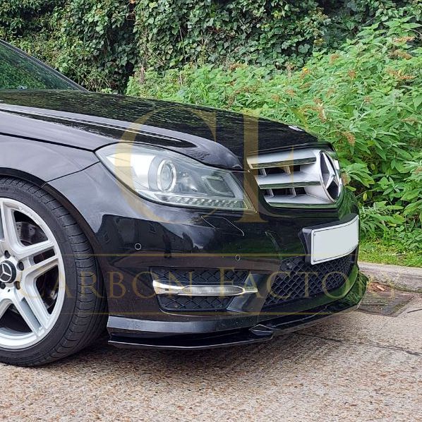 AMG Style Gloss Black Front Splitter for Mercedes Benz W204 C Class 08-14 - Carbon Factory