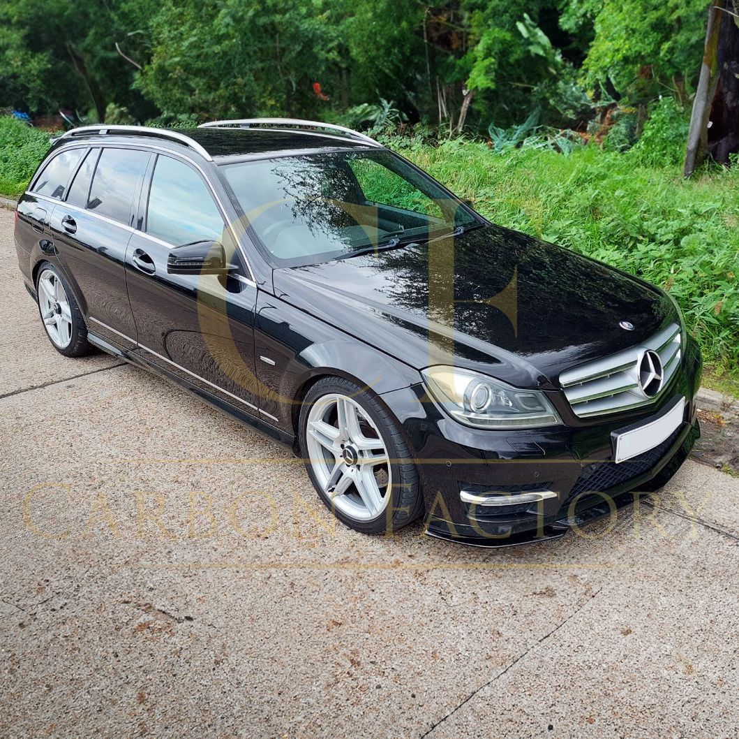 AMG Style Gloss Black Front Splitter for Mercedes Benz W204 C Class 08-14 - Carbon Factory