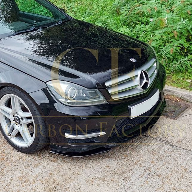 AMG Style Gloss Black Front Splitter for Mercedes Benz W204 C Class 08-14 - Carbon Factory