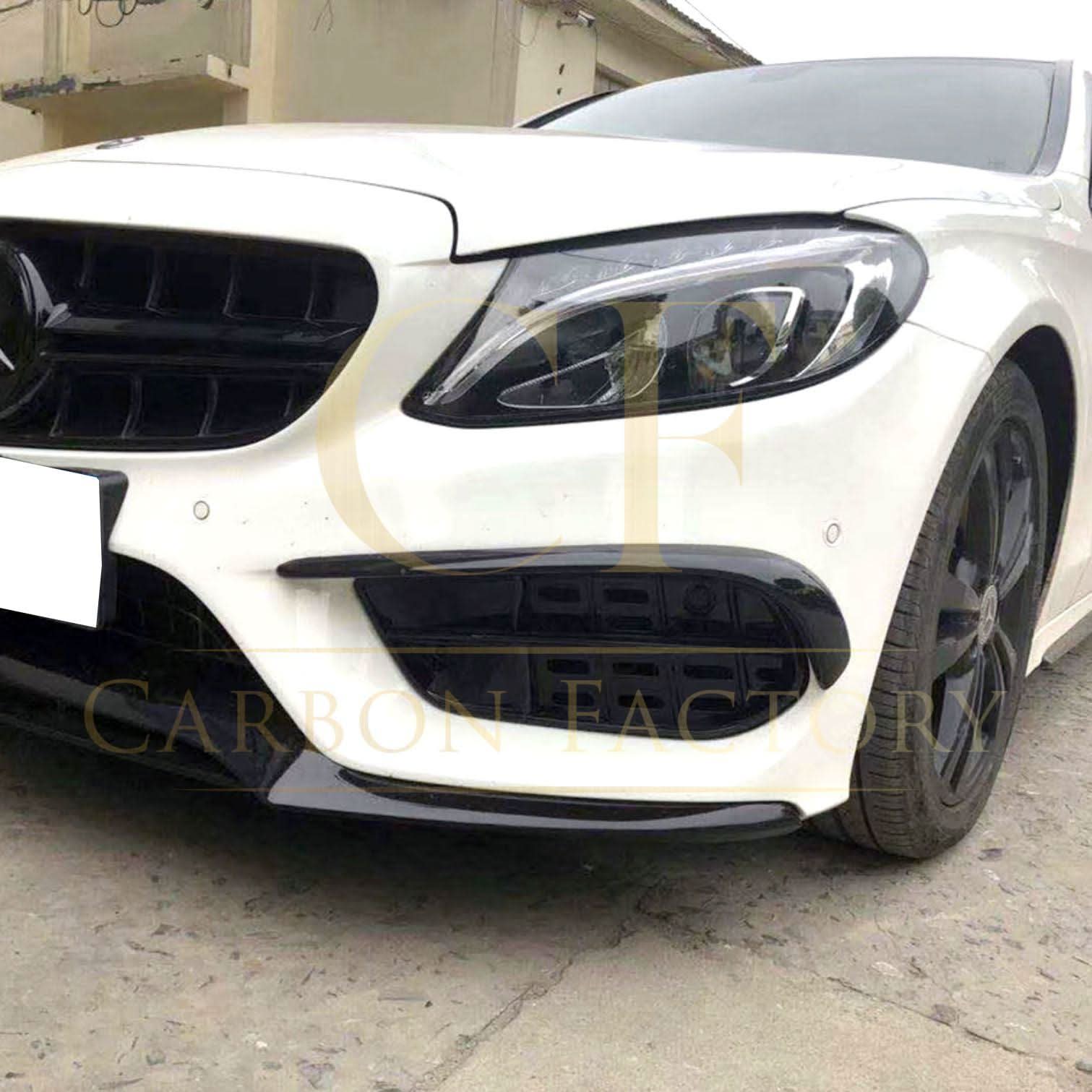 C43 Style Gloss Black Front Splitter for Mercedes Benz W205 C Class 15-18 - Carbon Factory
