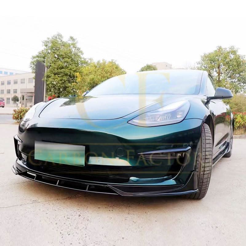 Competition Style Gloss Black Front Splitter for Tesla Model 3 16-23 - Carbon Factory