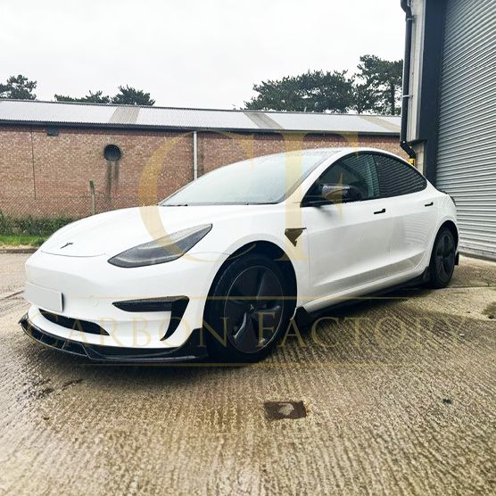 Competition Style Gloss Black Front Splitter for Tesla Model Y 19-24 - Carbon Factory