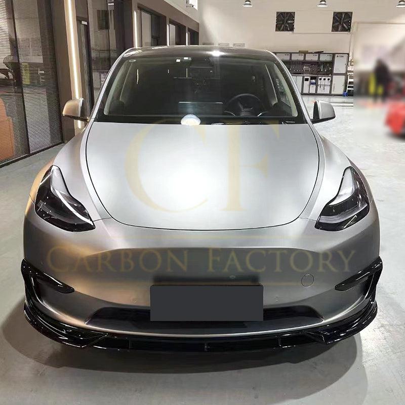 Competition Style Gloss Black Front Splitter for Tesla Model Y 19-24 - Carbon Factory