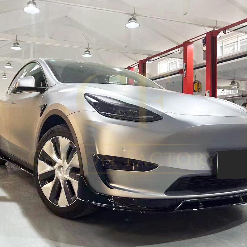 Competition Style Gloss Black Front Splitter for Tesla Model Y 19-24 - Carbon Factory