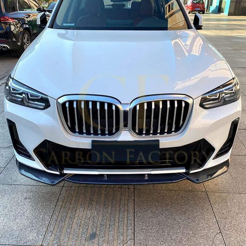 CS Style Gloss Black Front Splitter for BMW G01 X3 IX3 G02 X4 LCI 22-24 - Carbon Factory