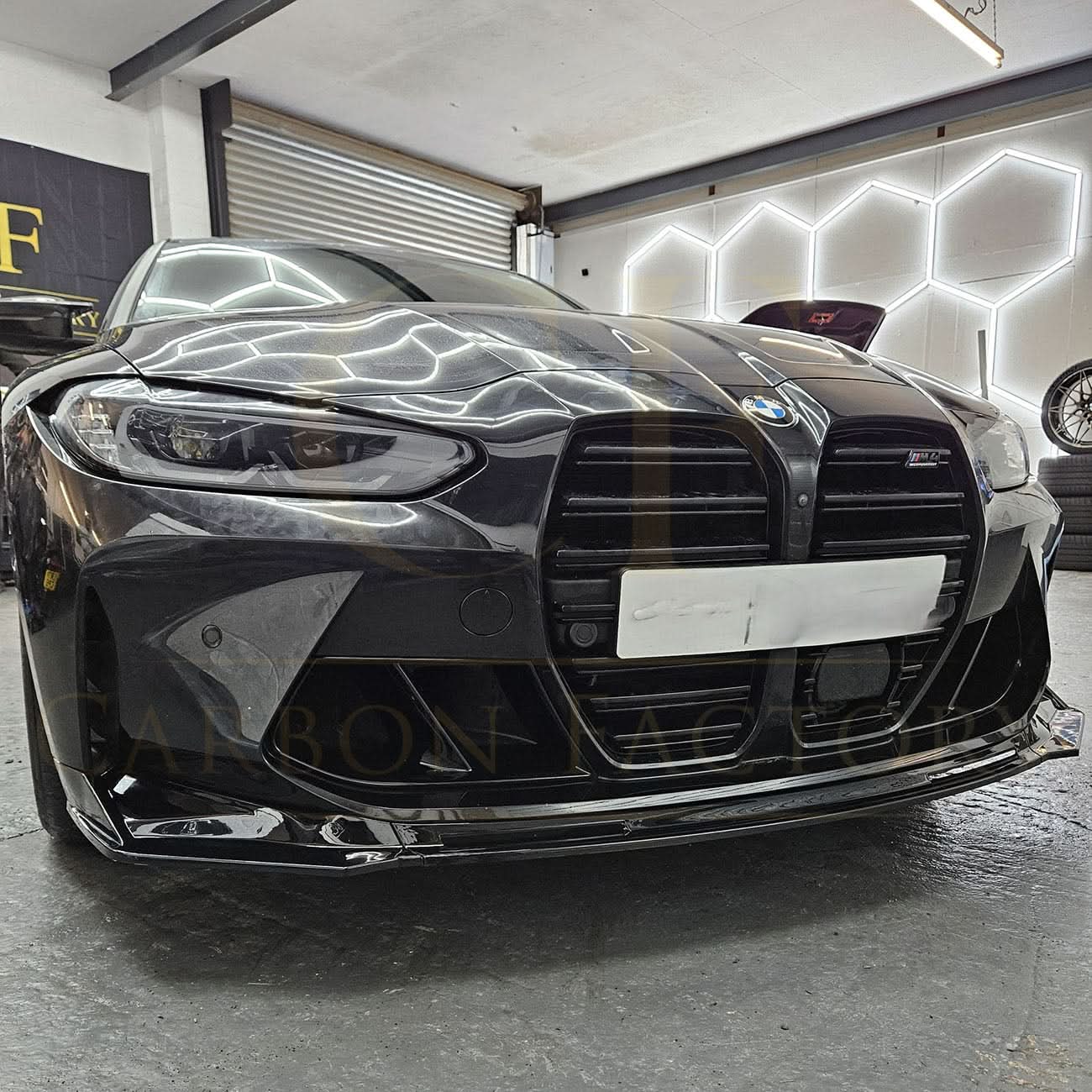 MP Style Gloss Black Front Splitter 3 Pieces for BMW G80 M3 G82 G83 M4 21-Present - Carbon Factory