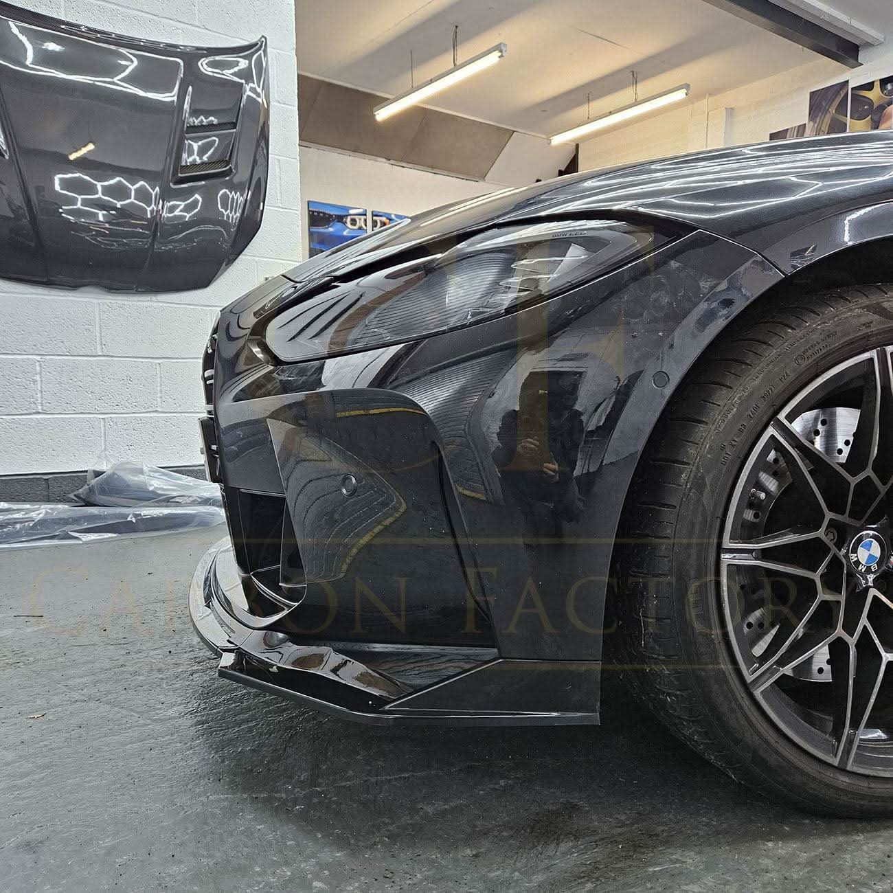 MP Style Gloss Black Front Splitter 3 Pieces for BMW G80 M3 G82 G83 M4 21-Present - Carbon Factory