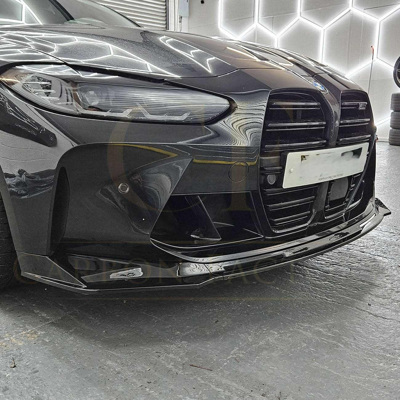 MP Style Gloss Black Front Splitter 3 Pieces for BMW G80 M3 G82 G83 M4 21-Present - Carbon Factory