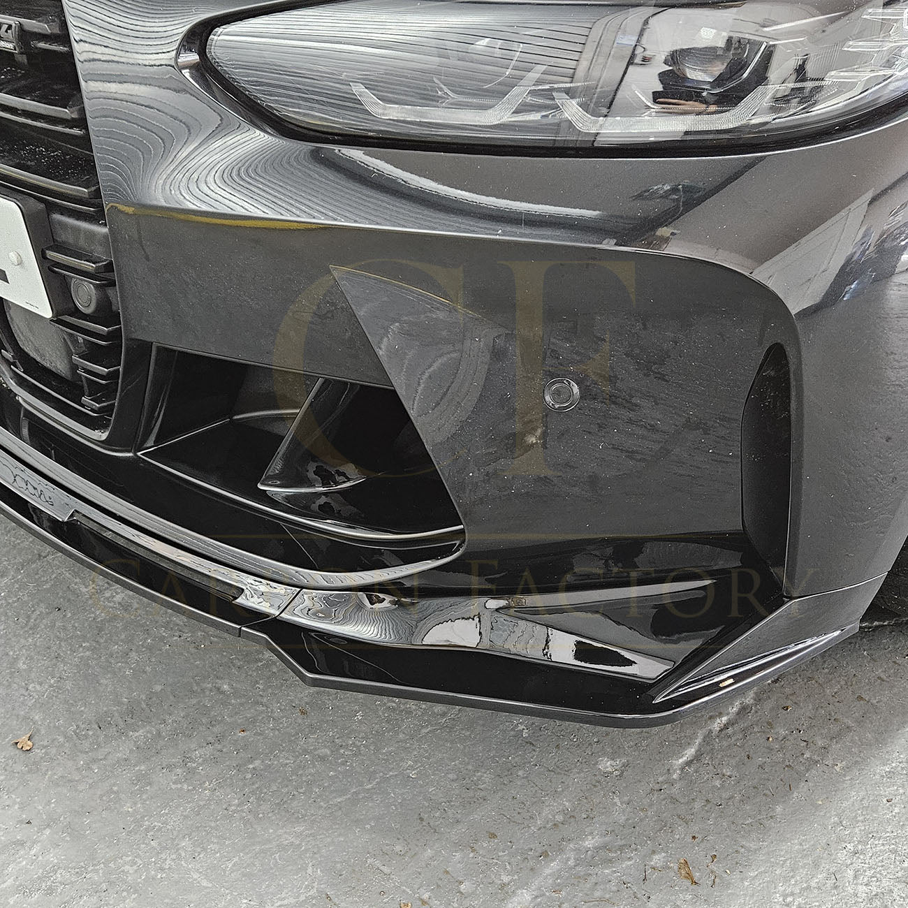 MP Style Gloss Black Front Splitter 3 Pieces for BMW G80 M3 G82 G83 M4 21-Present - Carbon Factory