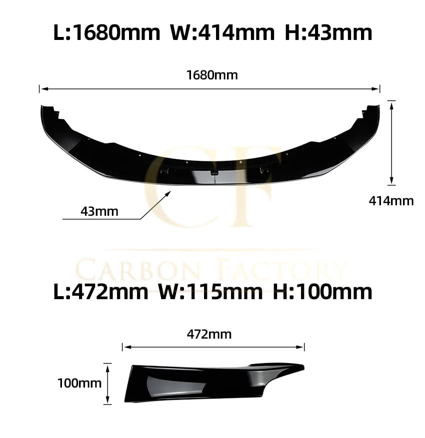 MP Style Gloss Black Front Splitter (4 pieces kit) for BMW F20 1 Series Pre-LCI 12-14 - Carbon Factory