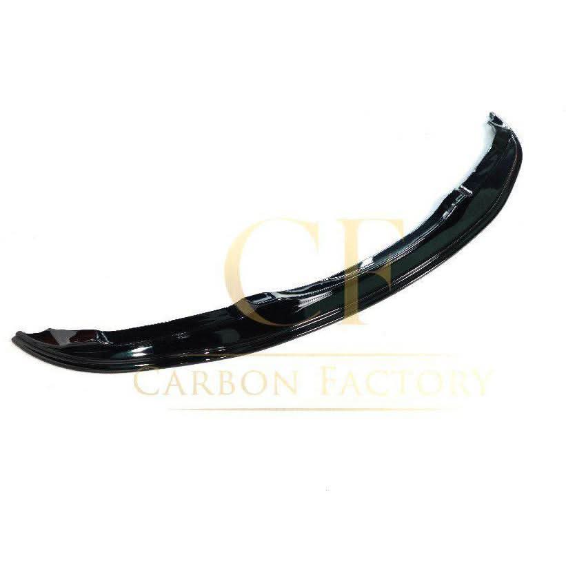Gloss black front splitter for BMW E90 3 Series Pre-LCI 05-08, enhancing sporty look and aerodynamics.