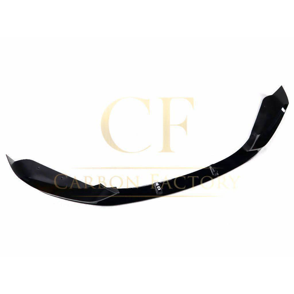 Gloss black MP Style front splitter for BMW F20 F21 1 Series LCI 2015-2019, showing the sleek aerodynamic design.