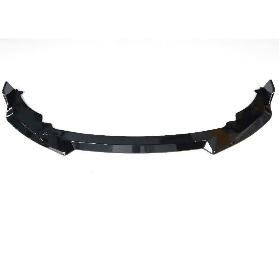 Gloss Black MP Style front splitter for BMW F44 2 Series 4-door, designed for sporty aerodynamic enhancement.