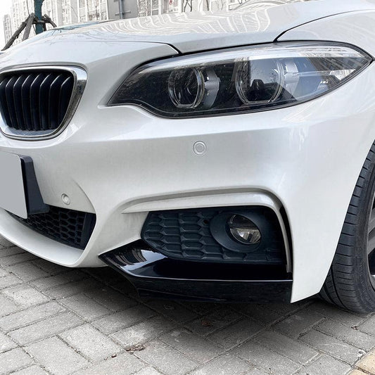 MP Style Gloss Black Front Splitter Upper Pieces for BMW F22 F23 2 Series 14-20 - Carbon Factory