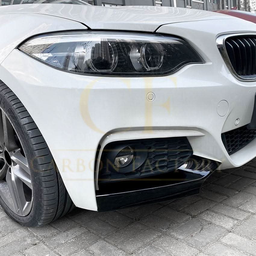 MP Style Gloss Black Front Splitter Upper Pieces for BMW F22 F23 2 Series 14-20 - Carbon Factory