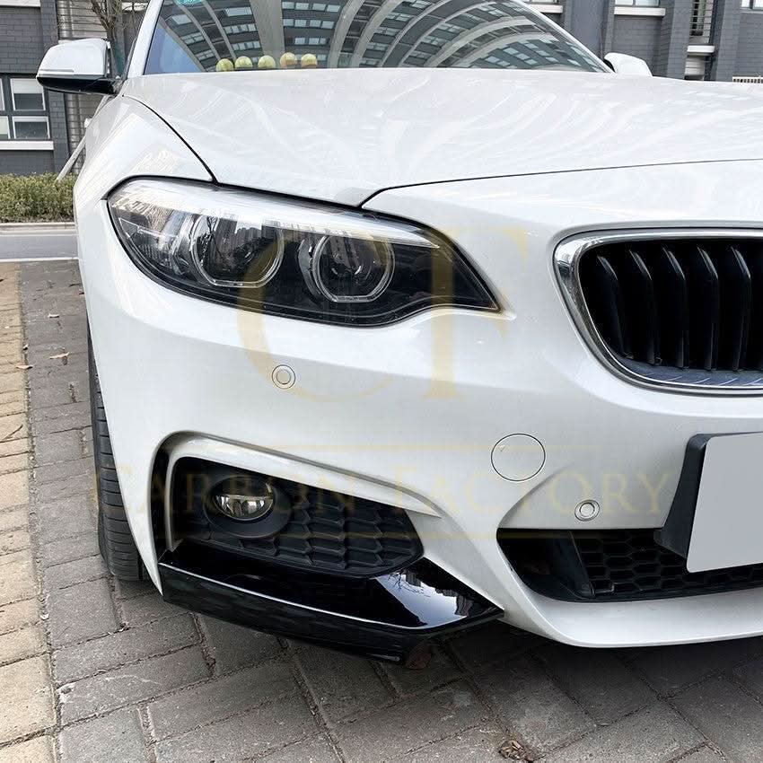 MP Style Gloss Black Front Splitter Upper Pieces for BMW F22 F23 2 Series 14-20 - Carbon Factory