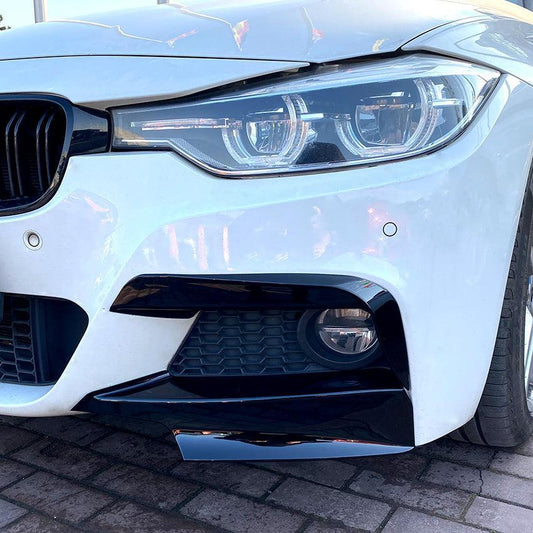 MP Style Gloss Black Front Splitter Upper Pieces for BMW F30 F31 3 Series 12-19 - Carbon Factory