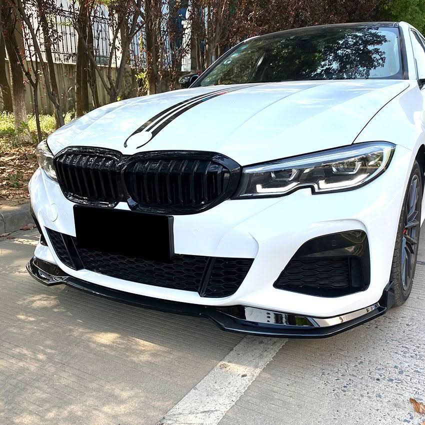 MP3 Style Gloss Black Front Splitter for BMW 3 Series G20 G21 Pre-LCI 19-22 - Carbon Factory