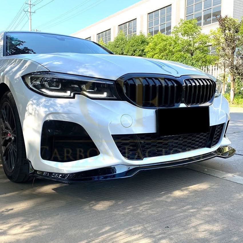 MP3 Style Gloss Black Front Splitter for BMW 3 Series G20 G21 Pre-LCI 19-22 - Carbon Factory