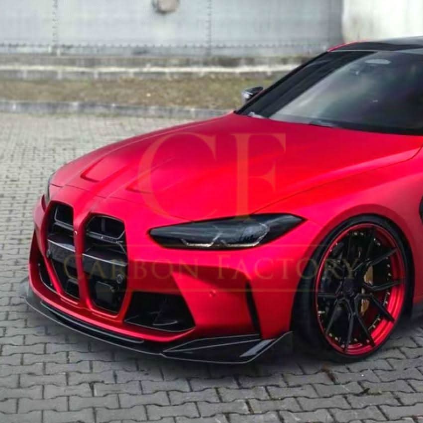 V Style Gloss Black Front Splitter 3 Pieces for BMW G80 M3 G82 G83 M4 21-Present - Carbon Factory