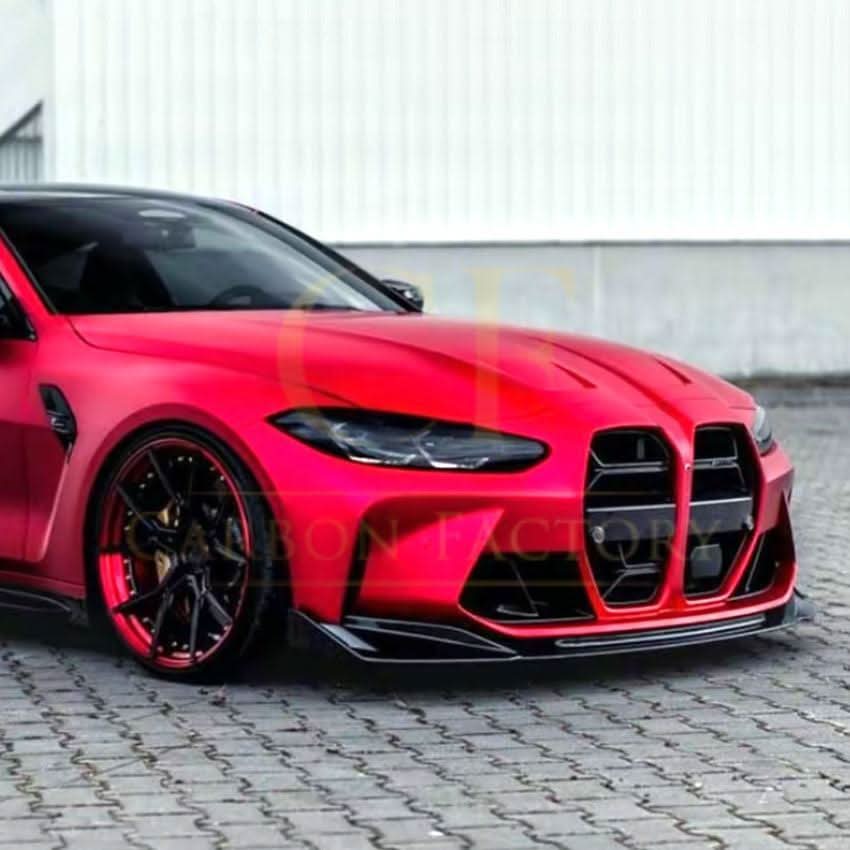 V Style Gloss Black Front Splitter 3 Pieces for BMW G80 M3 G82 G83 M4 21-Present - Carbon Factory