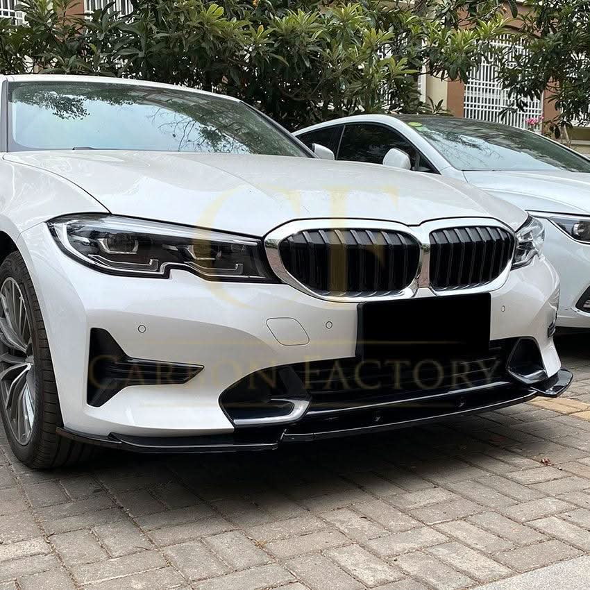V Style Gloss Black Front Splitter for BMW 3 Series G20 G21 Pre-LCI 19-22 - Carbon Factory