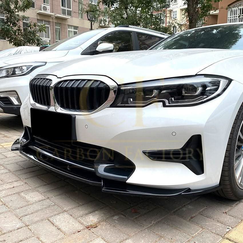 V Style Gloss Black Front Splitter for BMW 3 Series G20 G21 Pre-LCI 19-22 - Carbon Factory