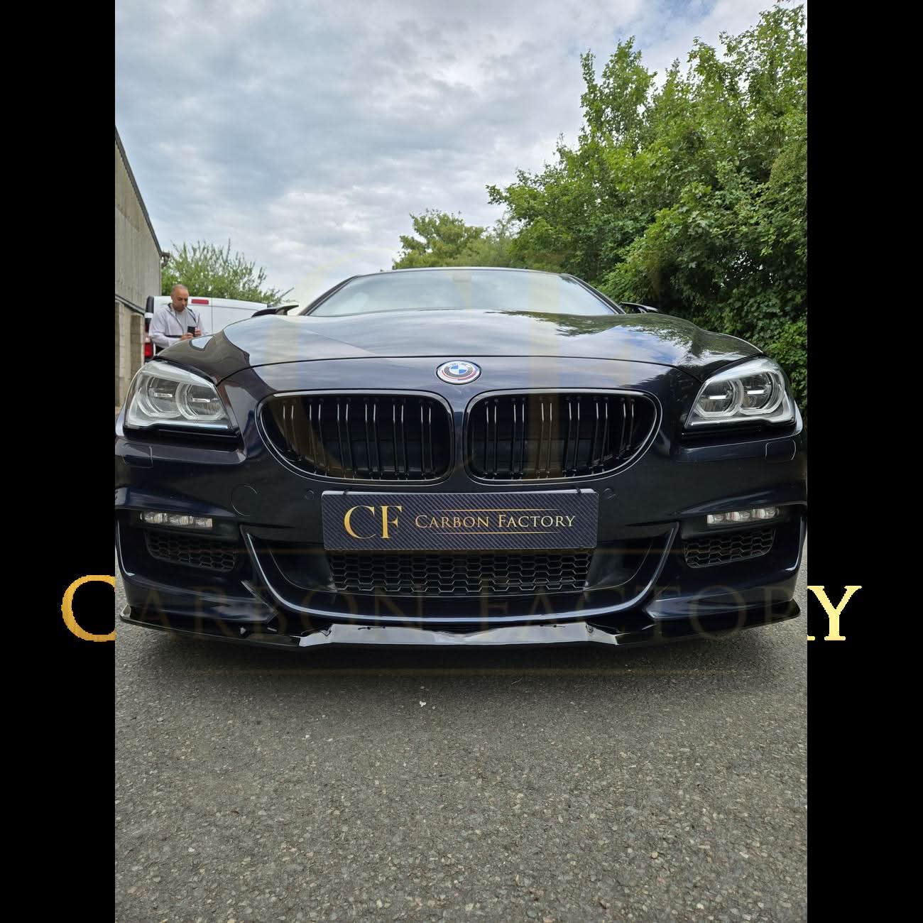 V Style Gloss Black Front Splitter for BMW 6 Series F06 F12 F13 M Sport 11-18 - Carbon Factory