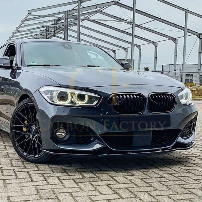 V Style Gloss Black Front Splitter for BMW F20 F21 1 Series LCI M Sport 15-19 - Carbon Factory