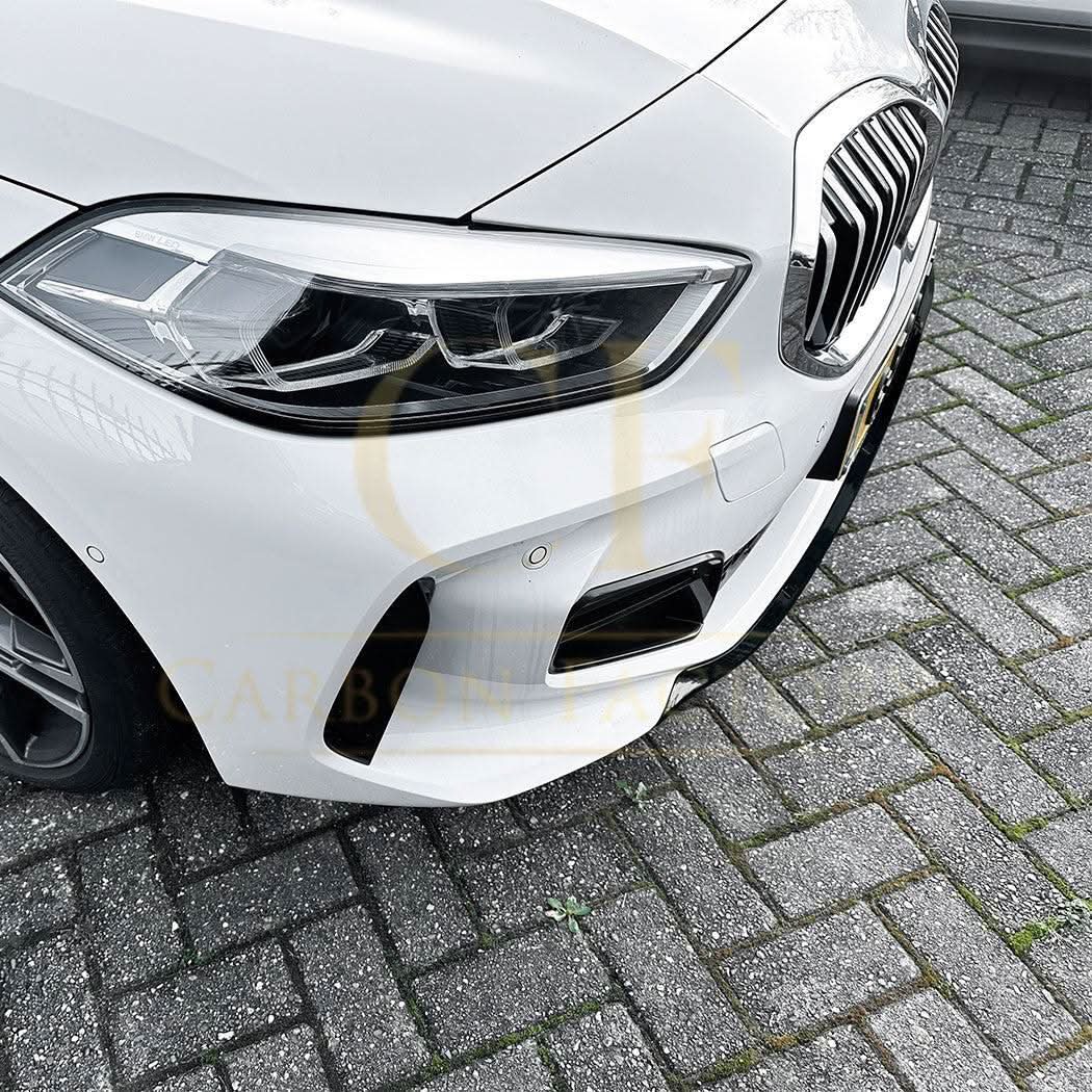 V Style Gloss Black Front Splitter for BMW F40 1 Series 19-24 - Carbon Factory