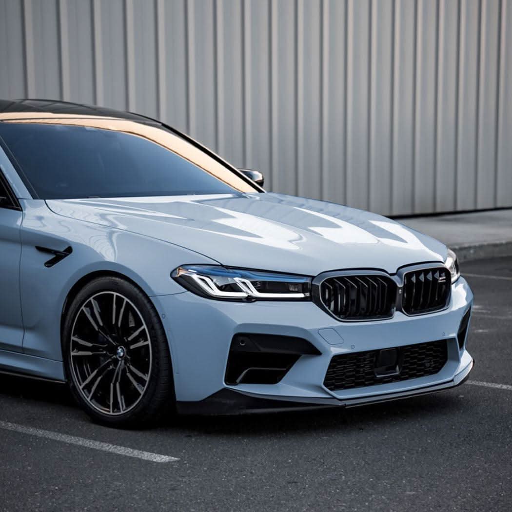 V Style Gloss Black Front Splitter for BMW F90 M5 21-24 - Carbon Factory