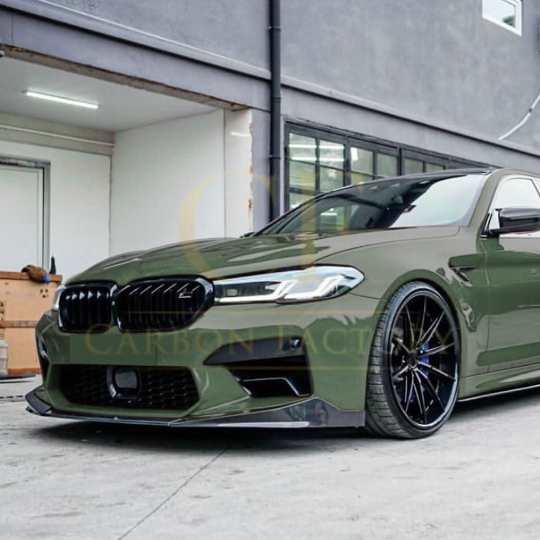 V Style Gloss Black Front Splitter for BMW F90 M5 21-24 - Carbon Factory