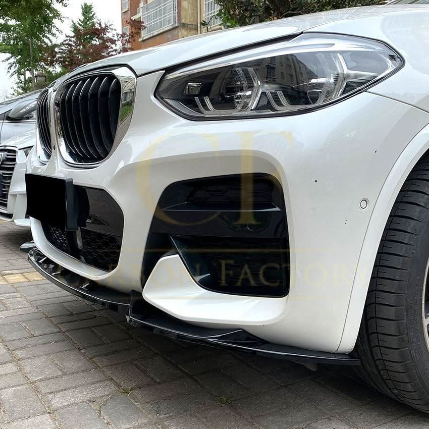 V Style Gloss Black Front Splitter for BMW G01 X3 G02 X4 Pre-LCI 18-21 - Carbon Factory