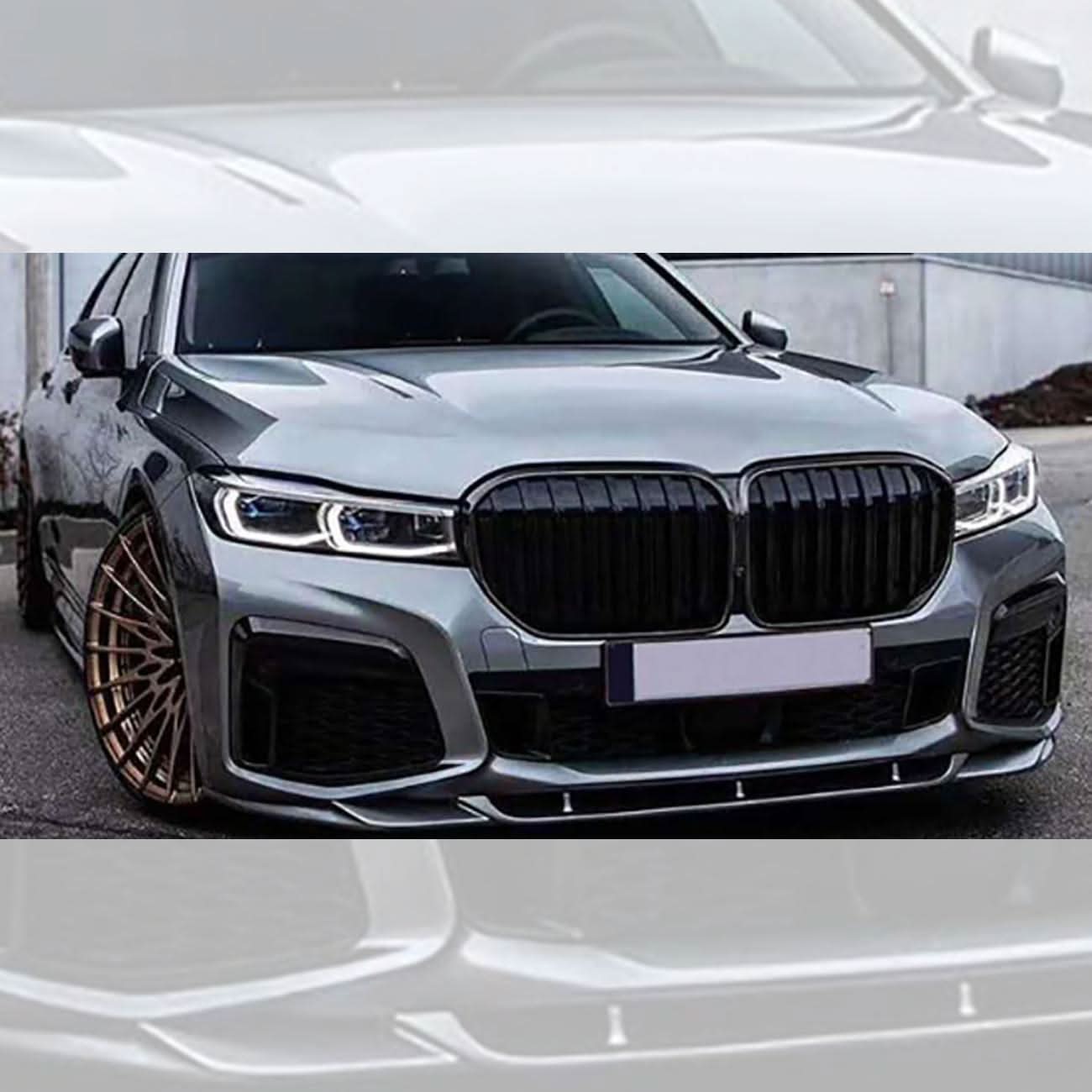 V Style Gloss Black Front Splitter for BMW G11 G12 7 Series LCI 20-23 - Carbon Factory