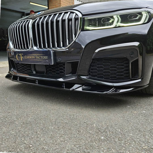 V Style Gloss Black Front Splitter for BMW G11 G12 7 Series LCI 20-23 - Carbon Factory