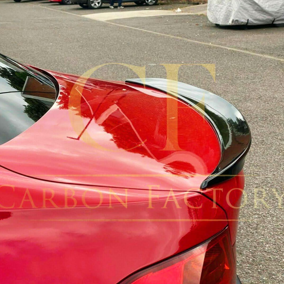 Gloss black MP Style boot spoiler for BMW 3 Series F30 F80 saloon, including M3 models, enhances sporty look and aerodynamics.