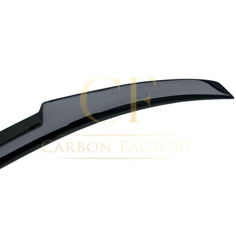 Gloss black V-style boot spoiler for BMW 3 Series F30 F80 Saloon, including M3 models, enhances sporty rear look.
