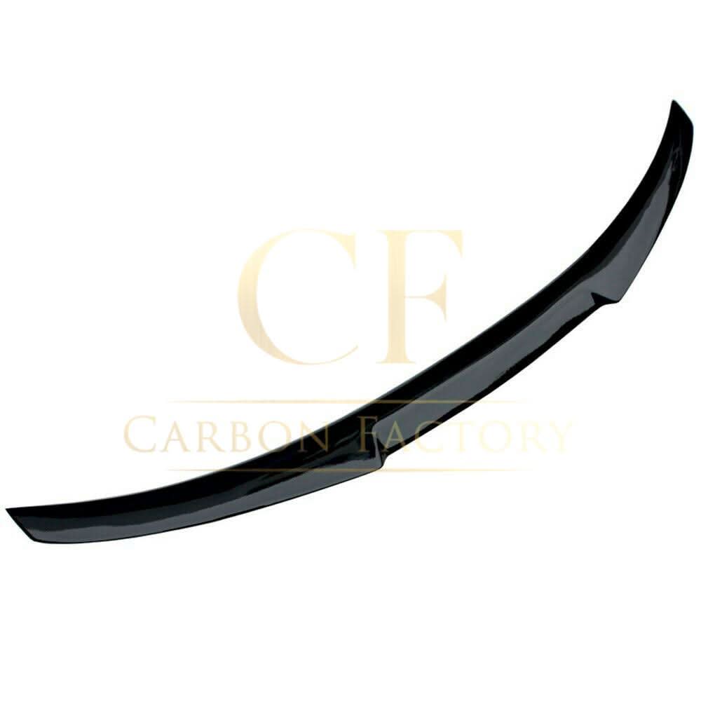 Gloss black V-style boot spoiler for BMW 3 Series F30 F80 M3 saloon, enhancing sporty rear appearance.