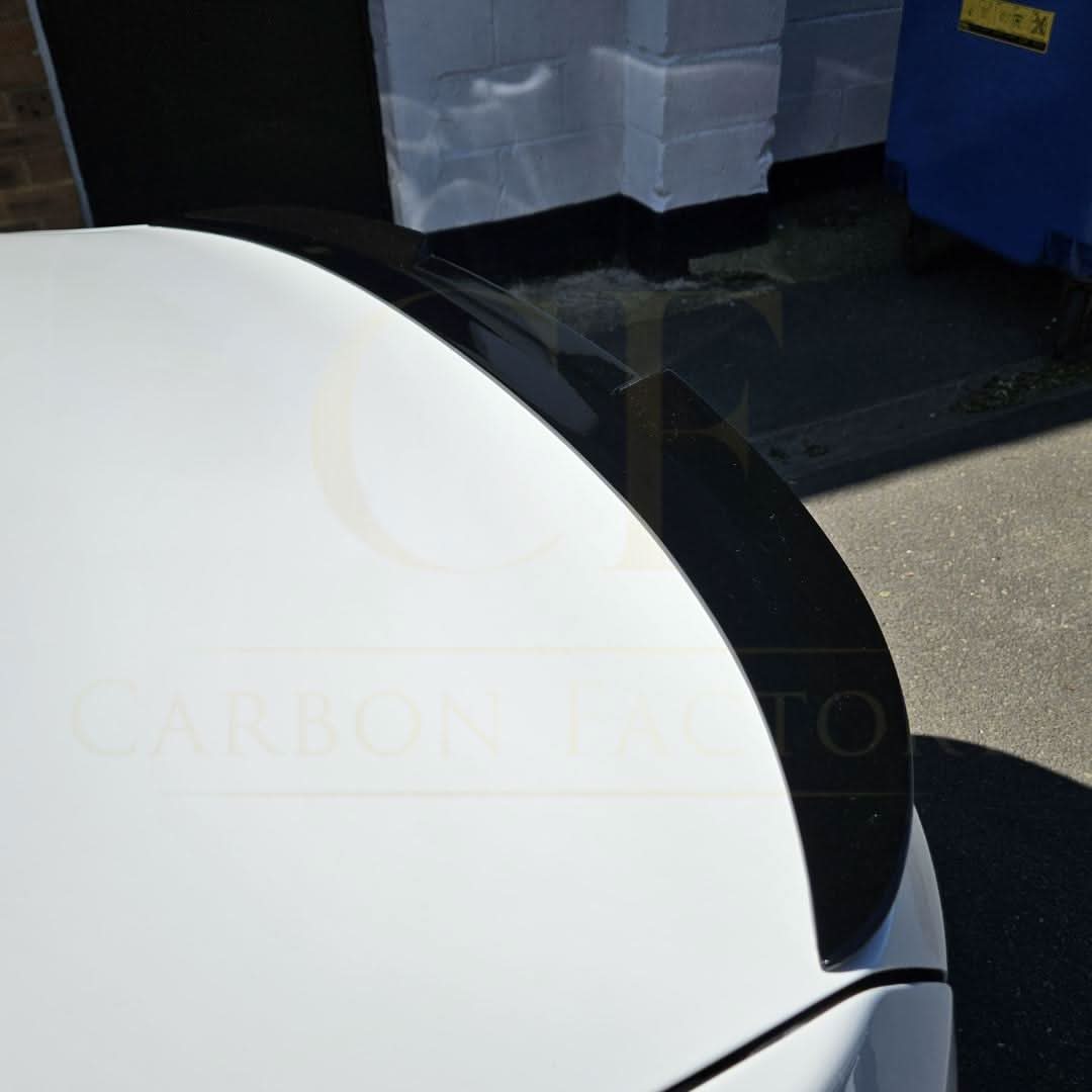 Gloss black V-style boot spoiler for BMW 3 Series F30 F80 Saloon, including M3 models from 2012 to 2019.