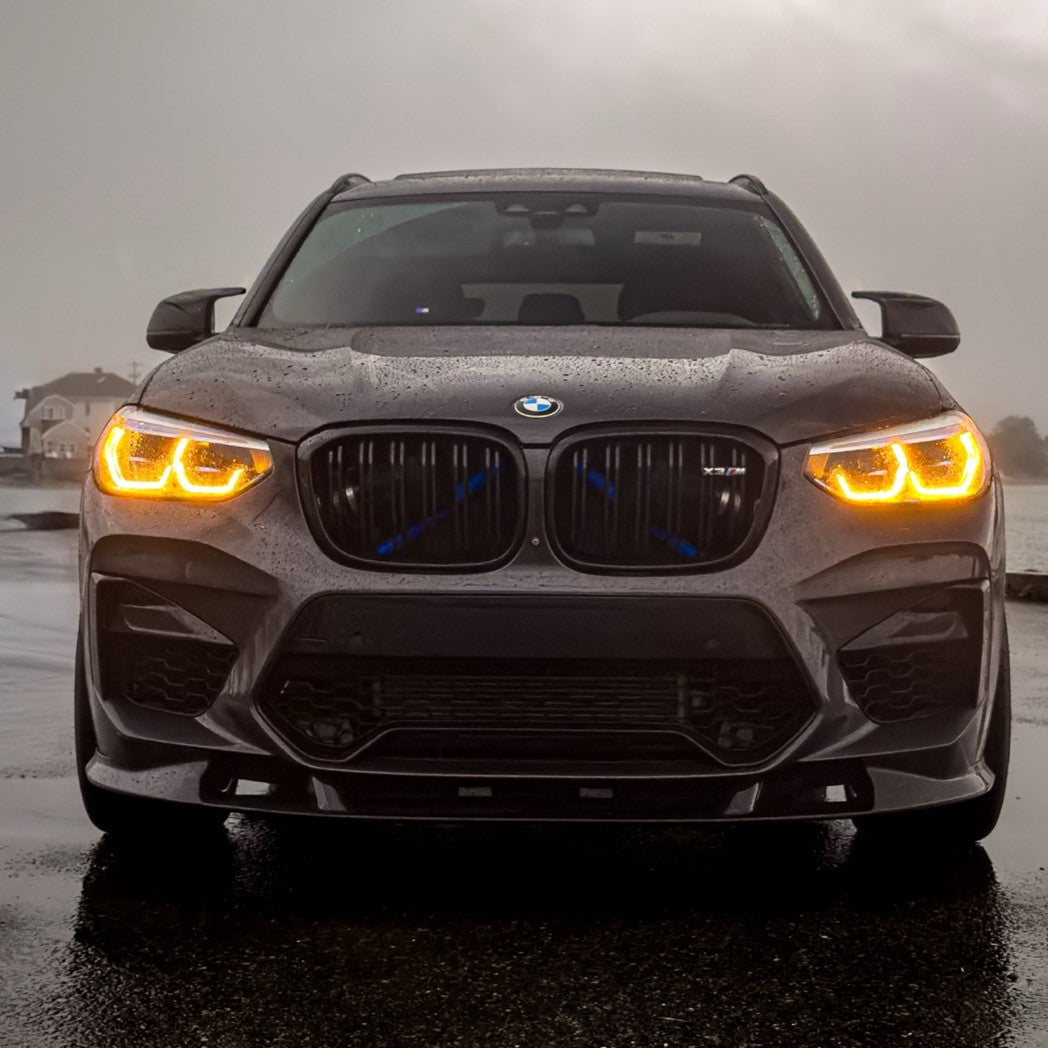 3D Style Gloss Black Front Splitter for BMW F97 X3M F98 X4M 18-21