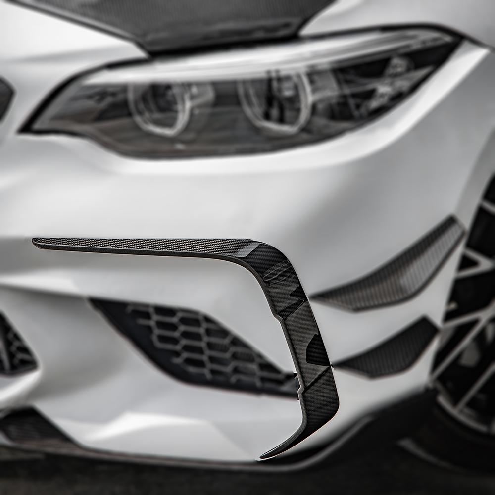 SQ Style Pre-Preg Carbon Fibre Front Bumper Canards for BMW F87 M2 LCI 18-22 - Carbon Factory