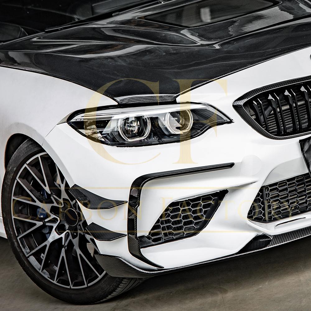 SQ Style Pre-Preg Carbon Fibre Front Bumper Canards for BMW F87 M2 LCI 18-22 - Carbon Factory