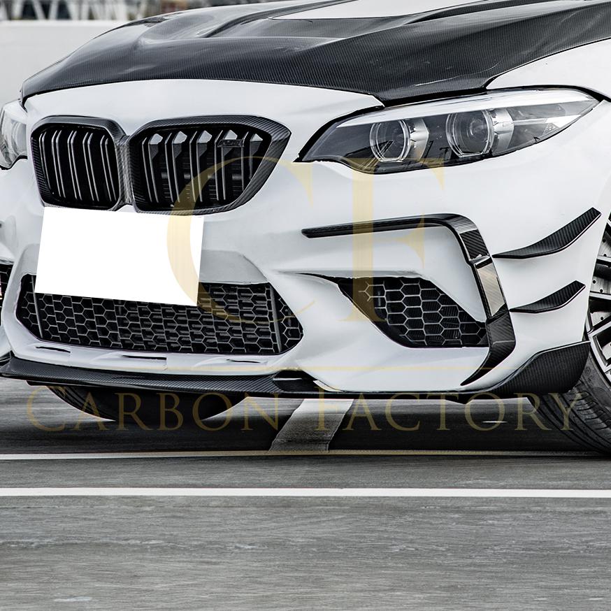 SQ Style Pre-Preg Carbon Fibre Front Bumper Canards for BMW F87 M2 LCI 18-22 - Carbon Factory