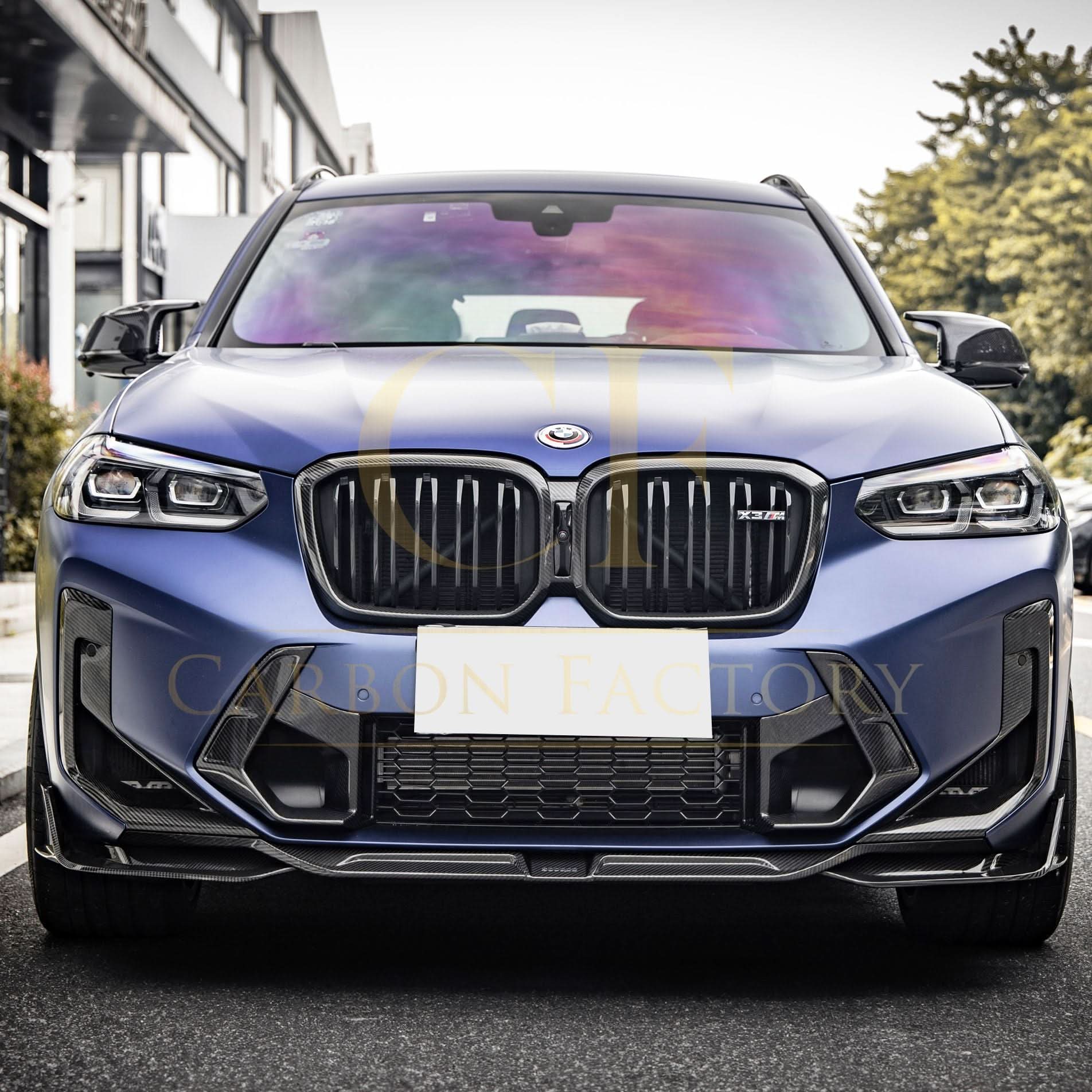 V Style Pre-Preg Carbon Fibre Front Bumper Trims for BMW F97 X3M F98 X4M LCI 22-24 - Carbon Factory