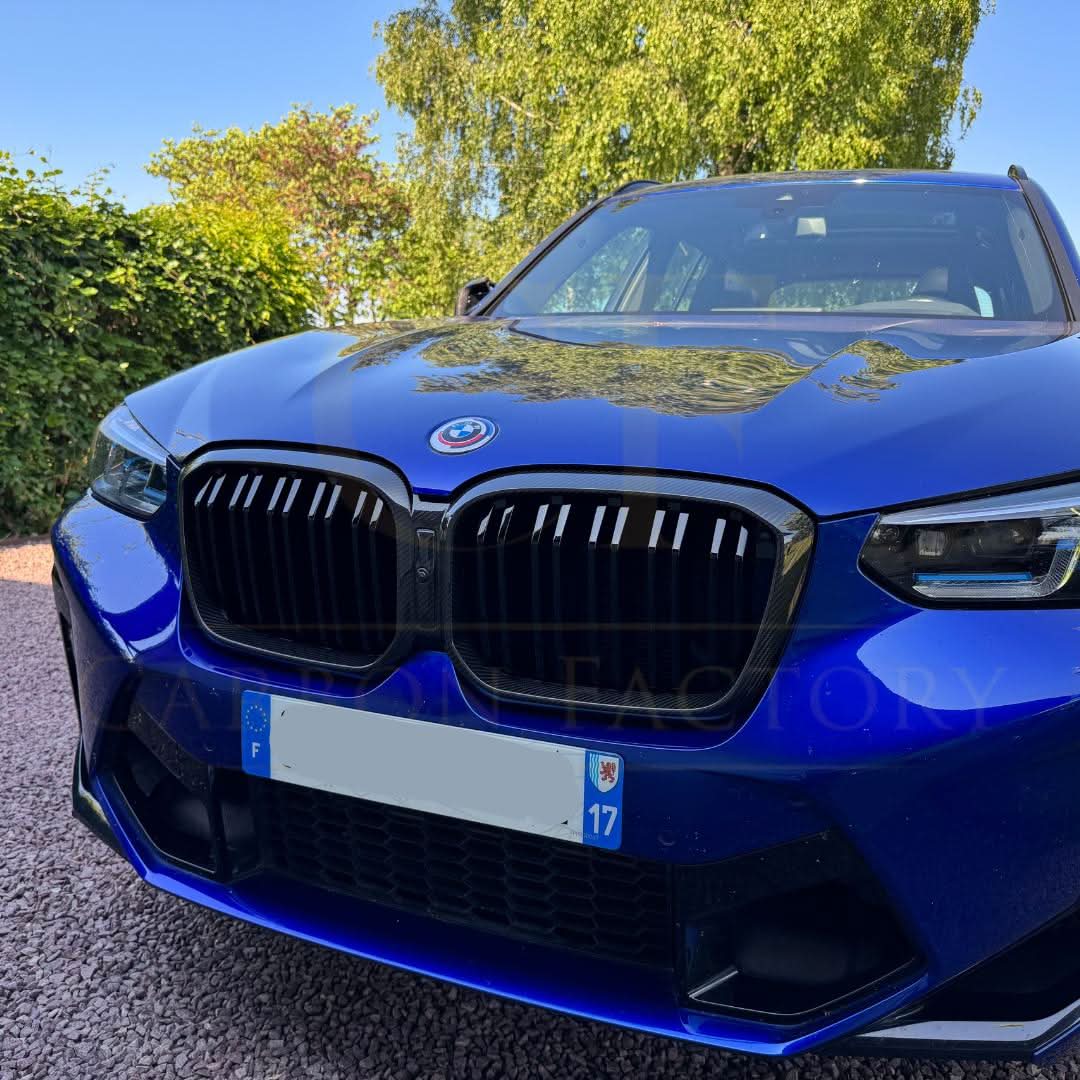 Double Slat Pre-Preg Carbon Fibre Front Grille for BMW F97 X3M F98 X4M LCI 22-24 - Carbon Factory