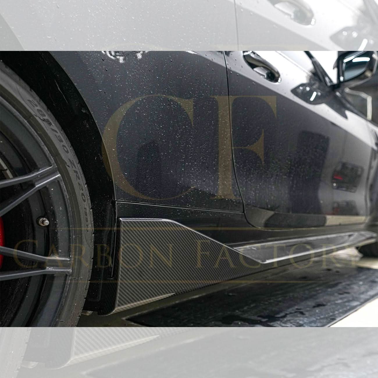 Pre-Preg Carbon fibre side skirts for BMW G82 G83 M4 2021-present, showcasing sleek aerodynamic design and high-quality finish.