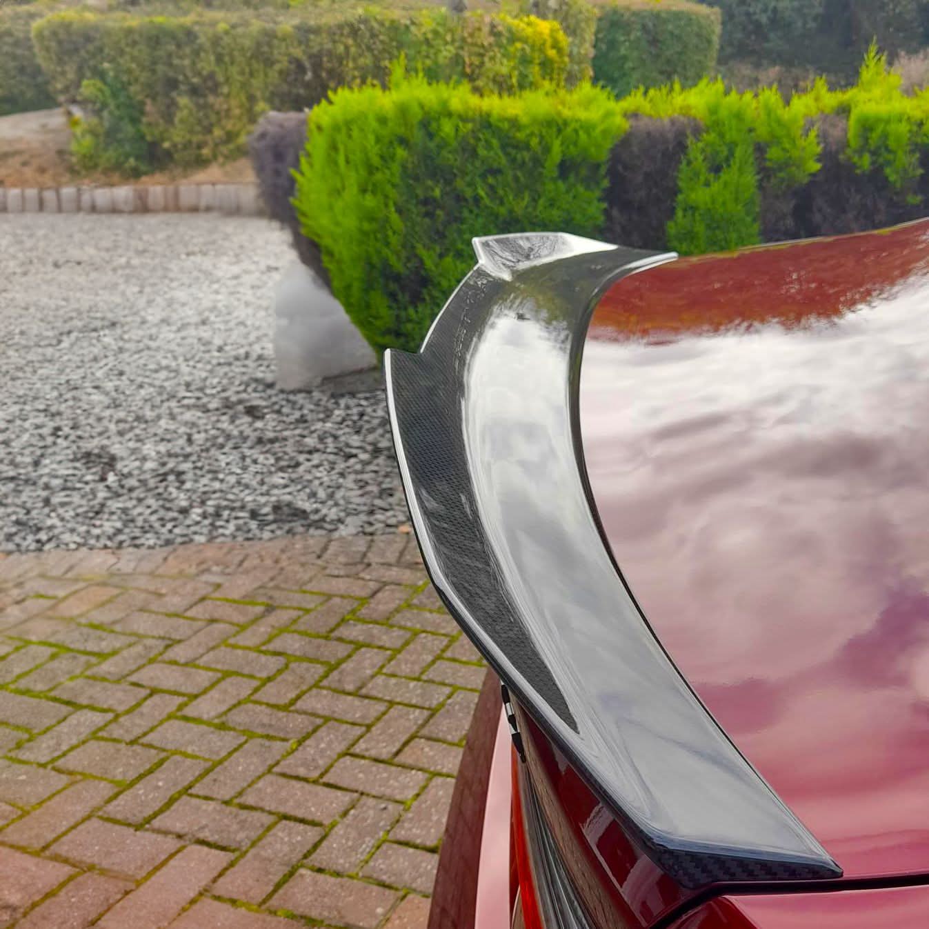 Pre-Preg carbon fiber boot spoiler for BMW G82 M4 G22 4 Series, showcasing sleek, aerodynamic design and high-quality material.