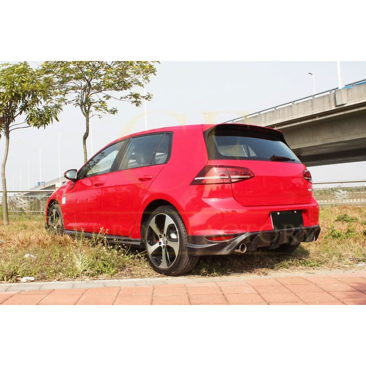 CF Style Carbon Fibre Rear Diffuser for VW Golf MK7 GTI GTD 14-17 - Carbon Factory